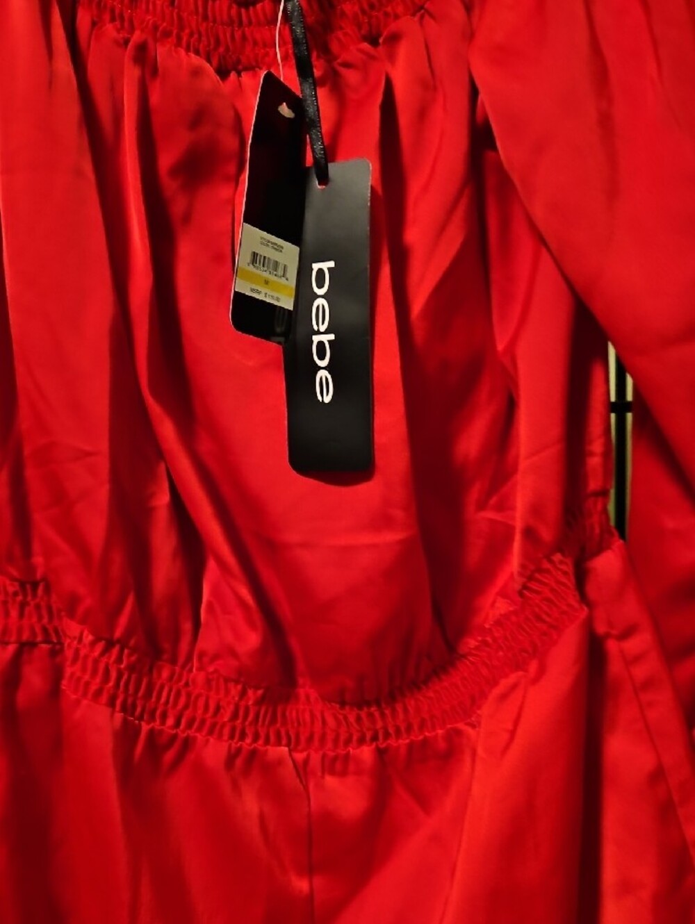 bebe Red Off-Shoulder Ruffle Romper - Picture 2 of 6